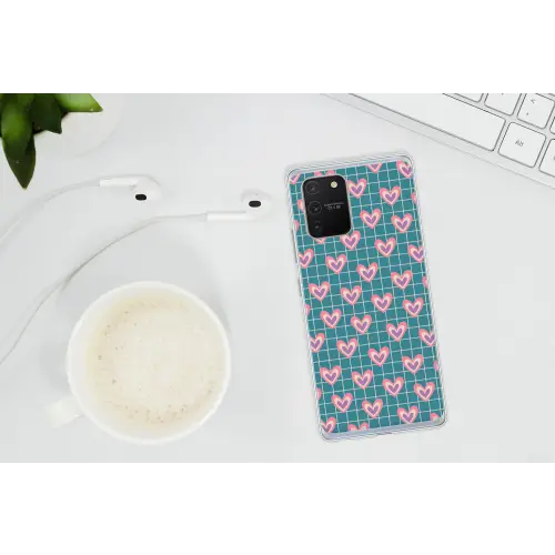 Hartjes - Raster - Patroon - Blauw Telefoonhoesje Samsung Galaxy S10 Lite klein 364 -oordopS10Lite