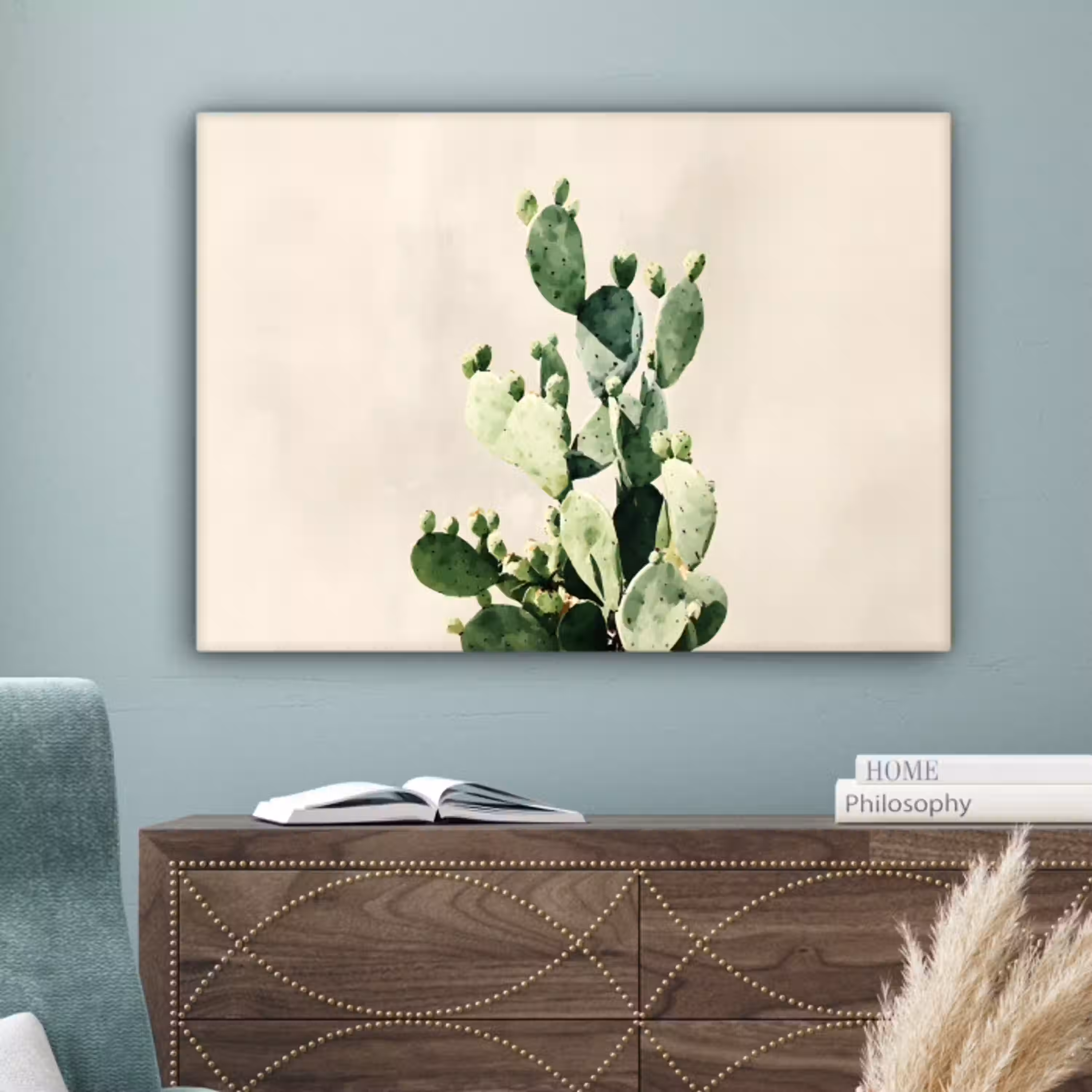 Cactus - Groen - Minimalistisch canvas 2cm middel -sfeer4