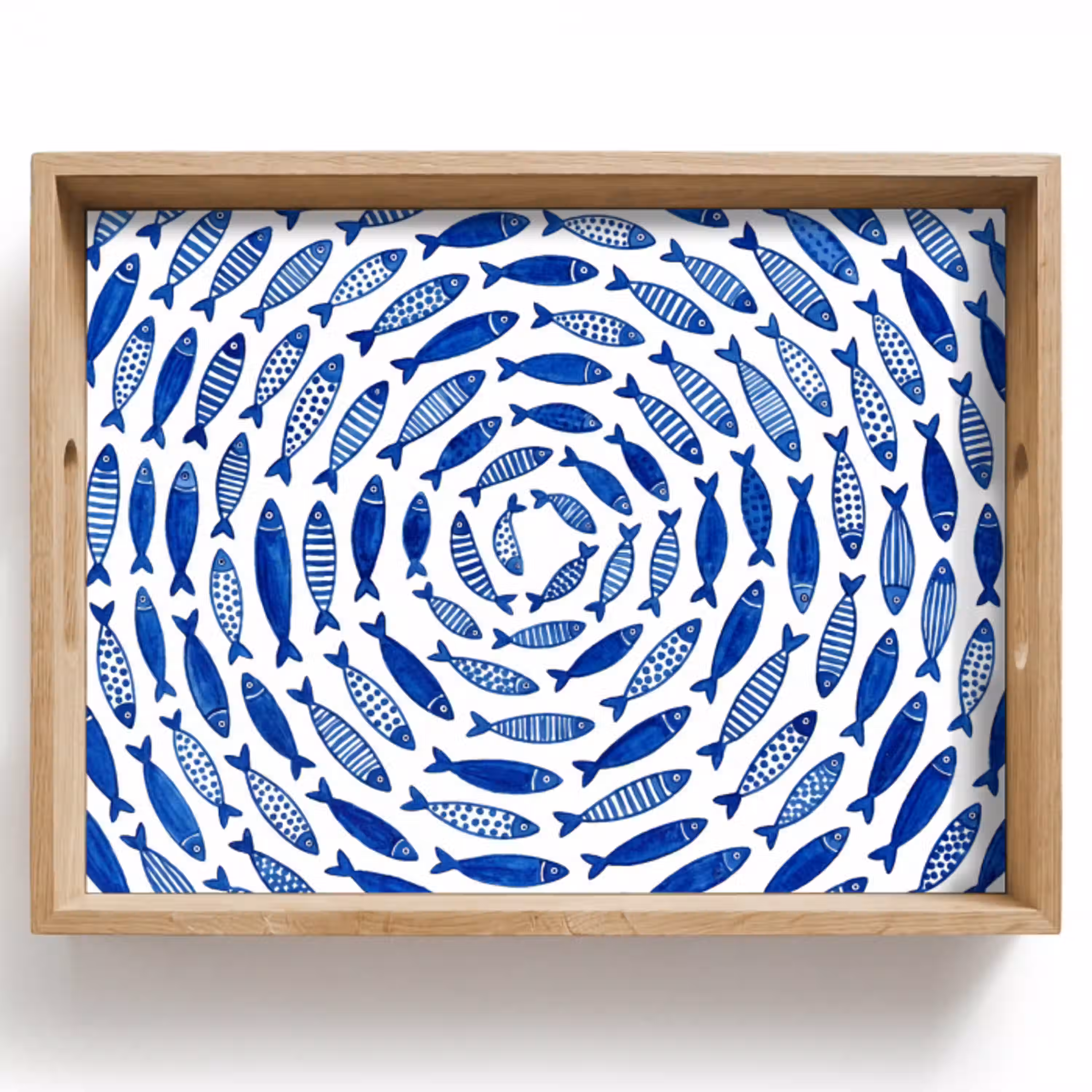Vis - Patroon - Onderwater - Abstract - Blauw Dienblad Rechthoek middel -z3d_shopping