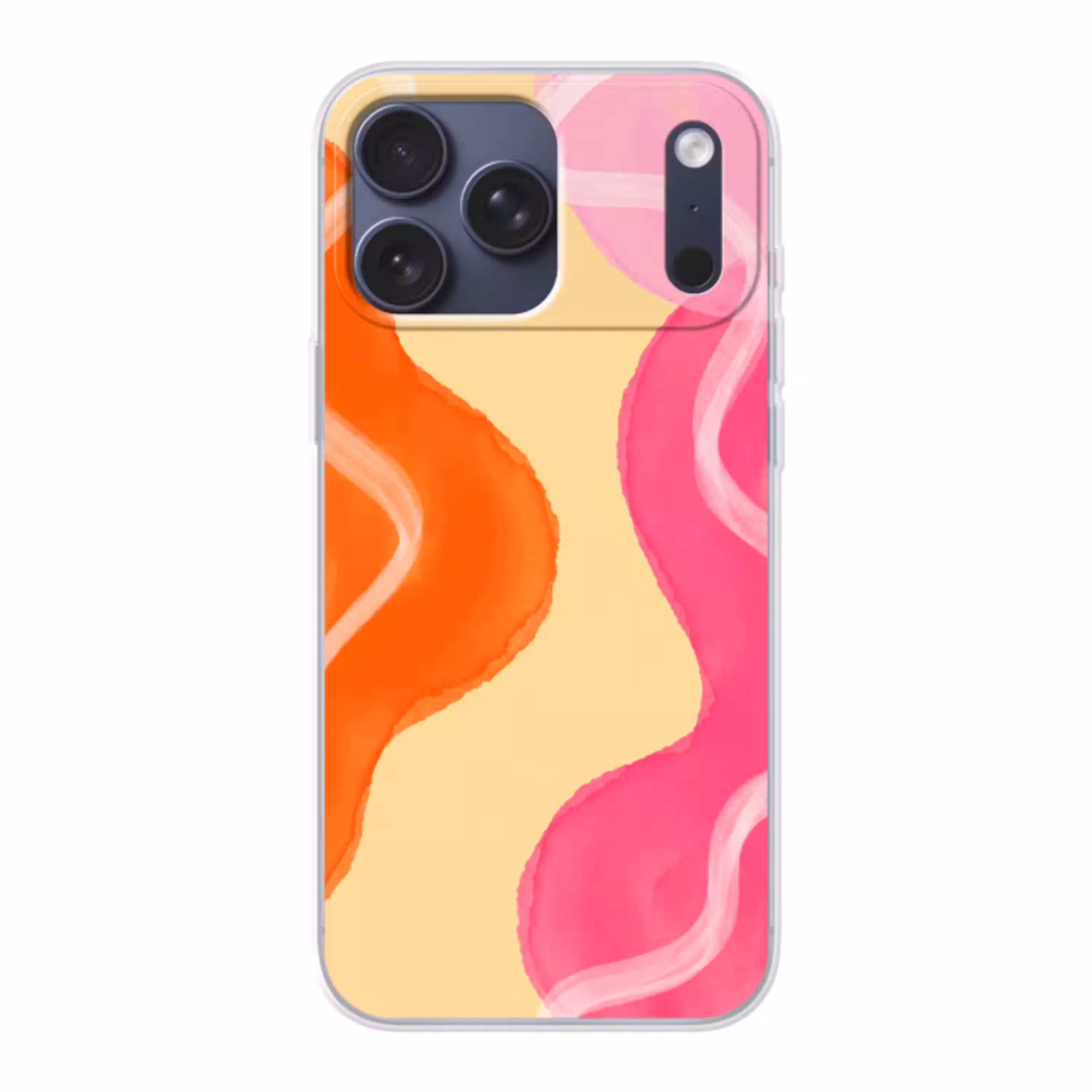 Abstract - Aquarel - Organisch - Oranje - Roze Telefoonhoesje iPhone 17 Pro Max klein -3d