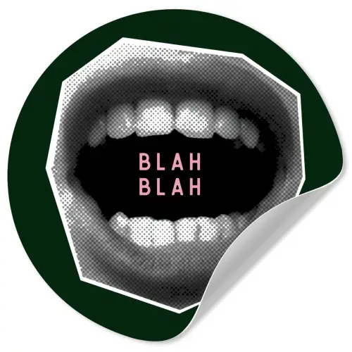 Mond - Groen - Illustratie - BLAH BLAH Wandcirkel behangsticker klein -3d