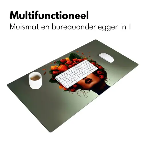 Vrouw - Chocolade - Frambozen - Aardbeien - Koekjes Muismat XXL klein -sfeer4