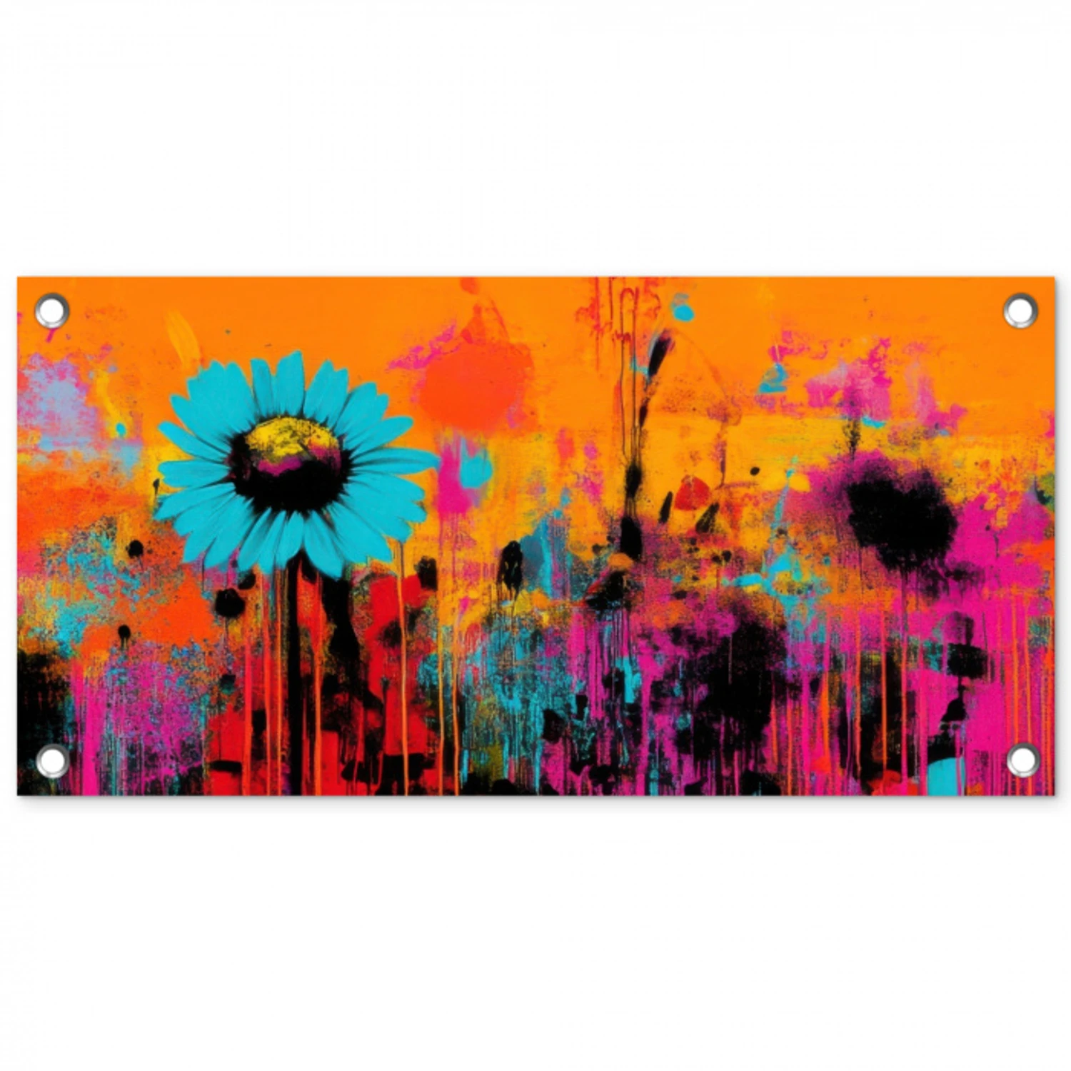 Zonnebloemen - Abstract - Oranje tuinposter los doek klein -3d