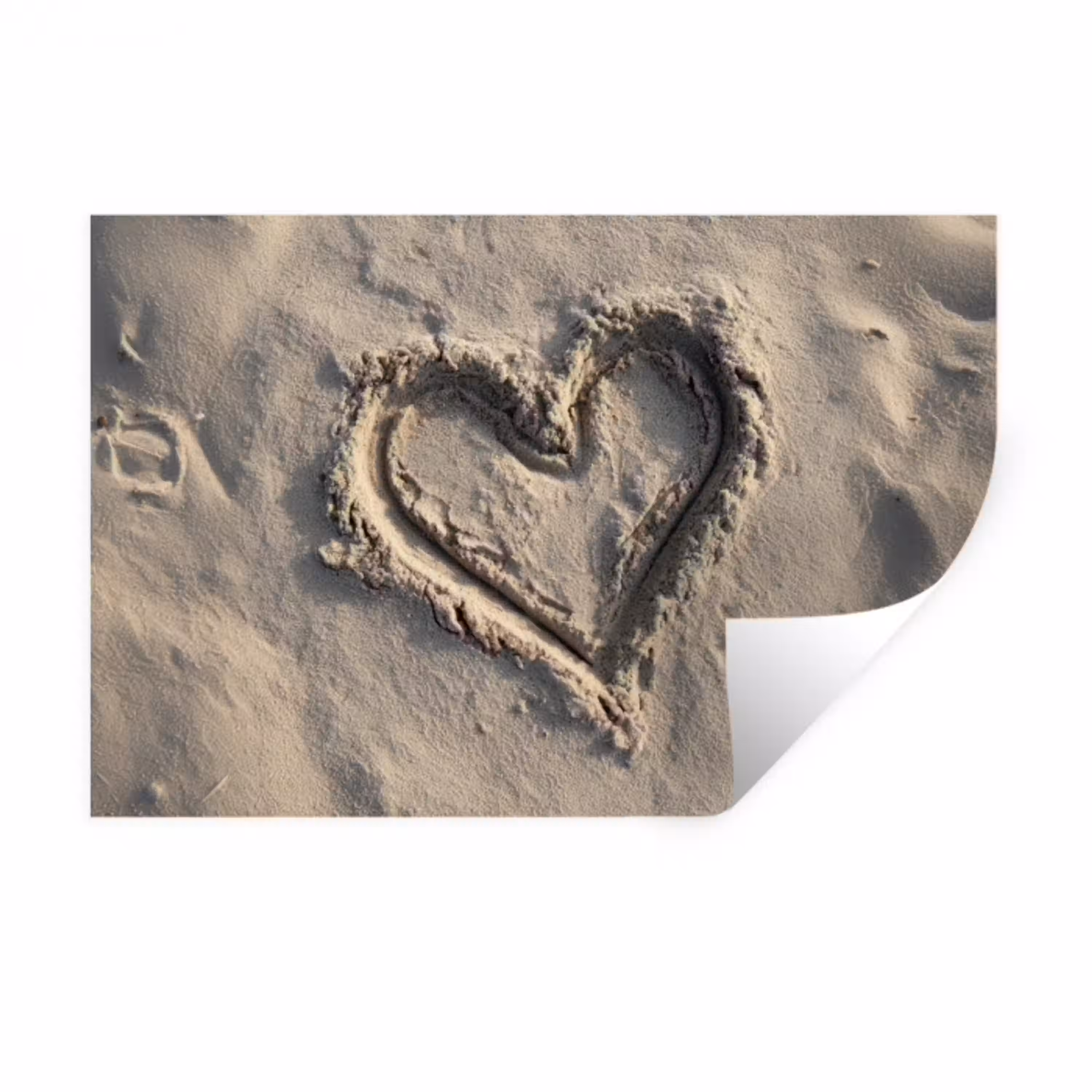 Hartvorm - Getekend - Beige - Zand Muursticker klein -3d