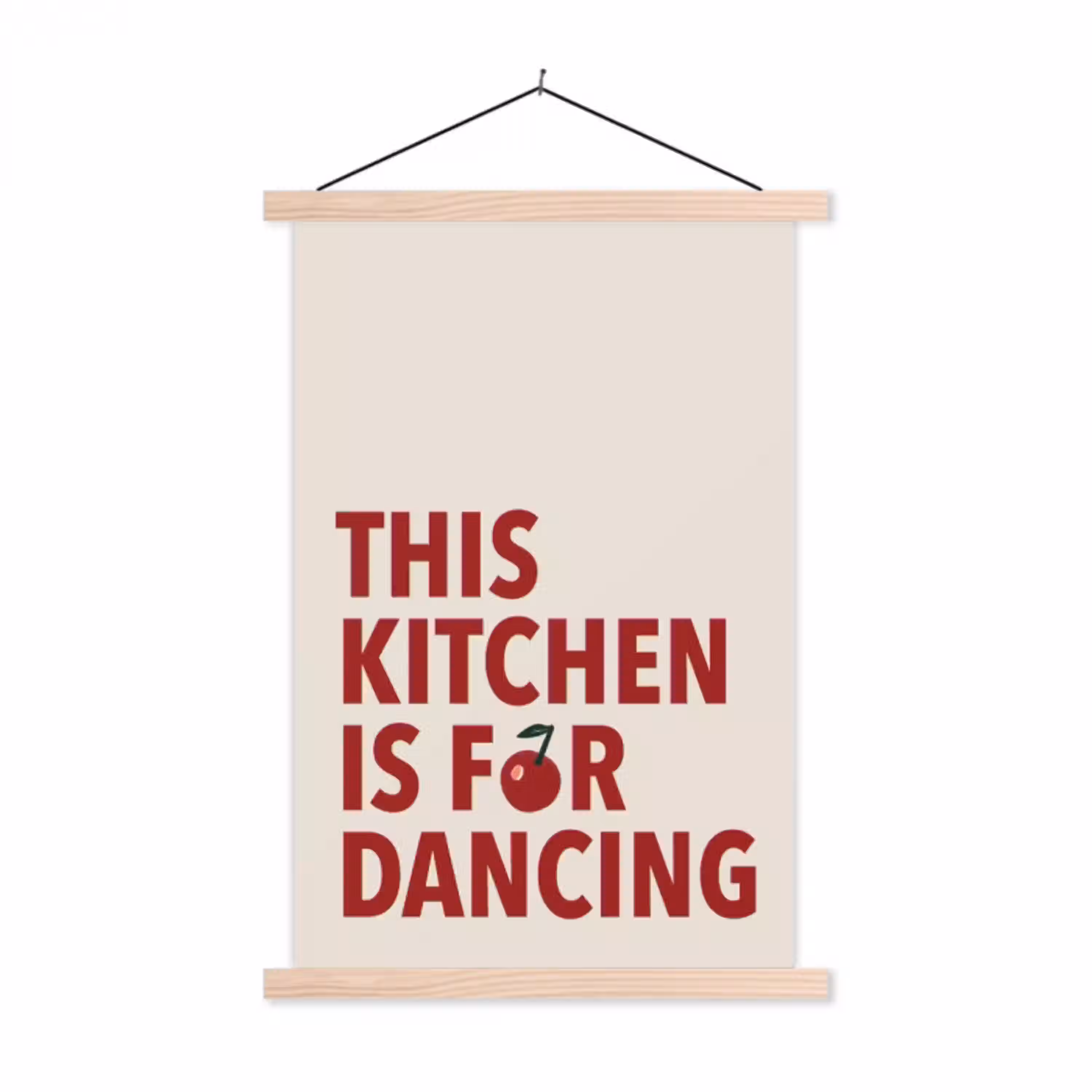 Rood - Quote - Kersen textielposter latten blank klein -3d