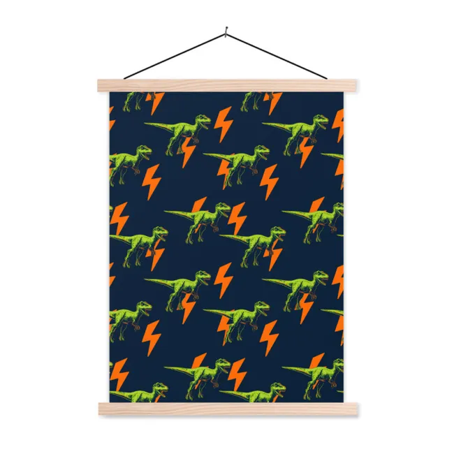 Hanging Poster - Lightning Bolts - Orange - Dinosaurs