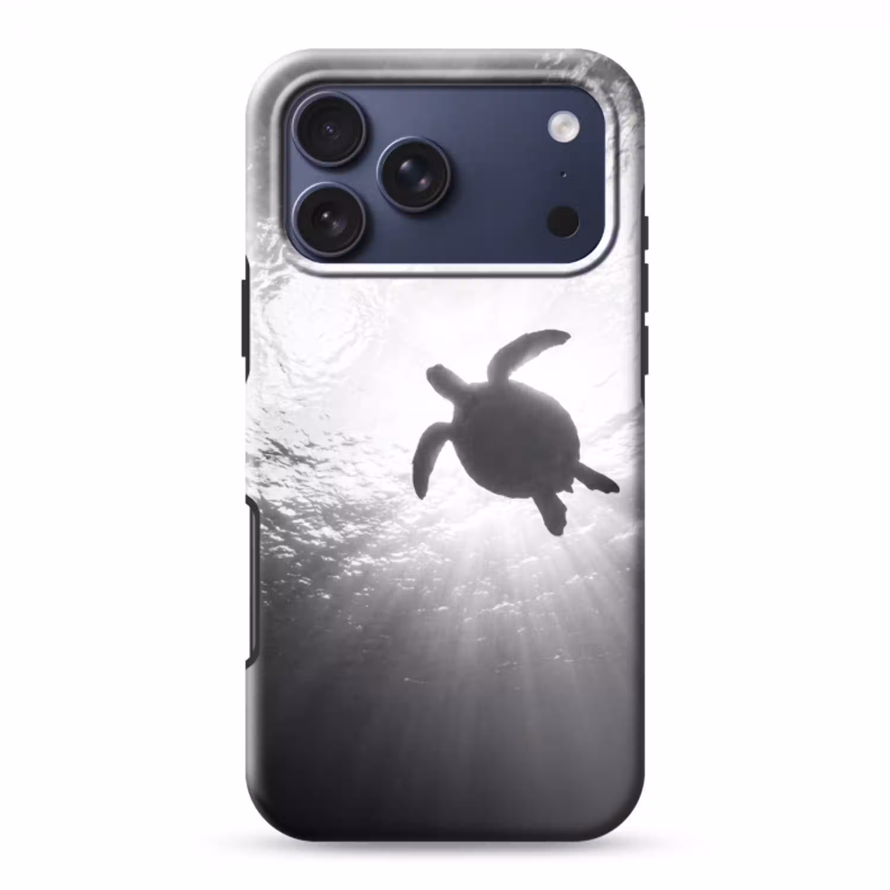 Schildpad - Onderwater - Lichtstralen - Oceaan - Zwart-wit Toughcase MagSafe Apple iPhone 17 Pro Max klein -3d