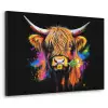 Schotse Hooglander - Graffiti - Kleurrijk - Bloem - Dieren Textielframe zwart klein -3d
