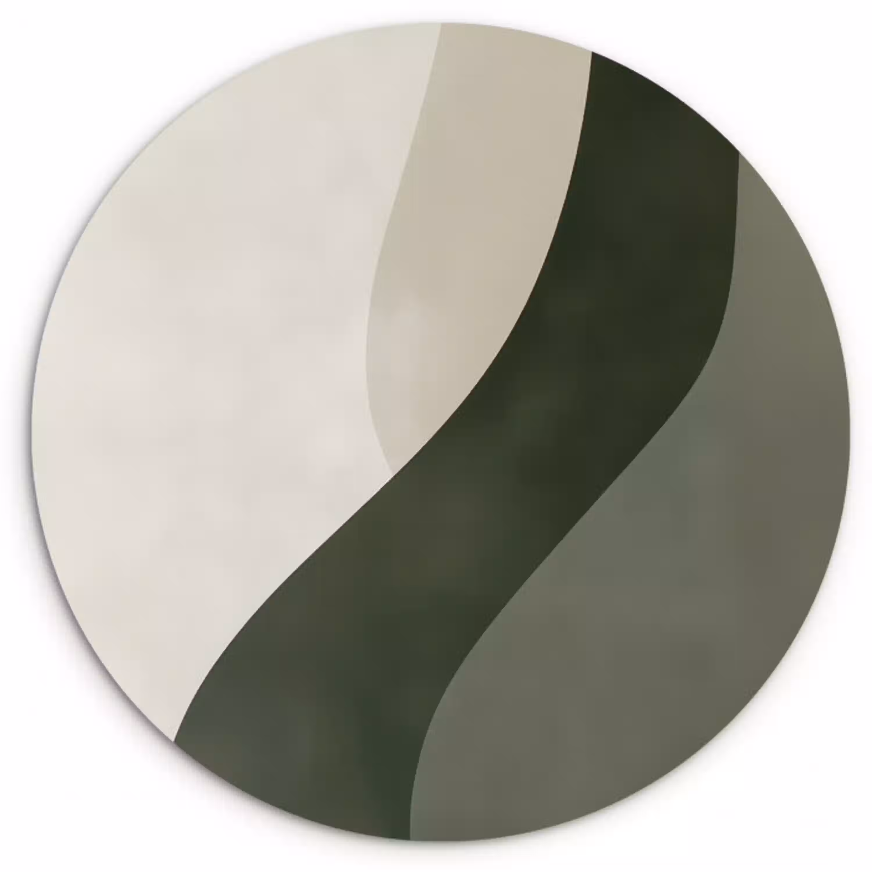 Japandi - Groen - Abstract - Modern Wandcirkel kunststof plaat 5mm dik klein -3d