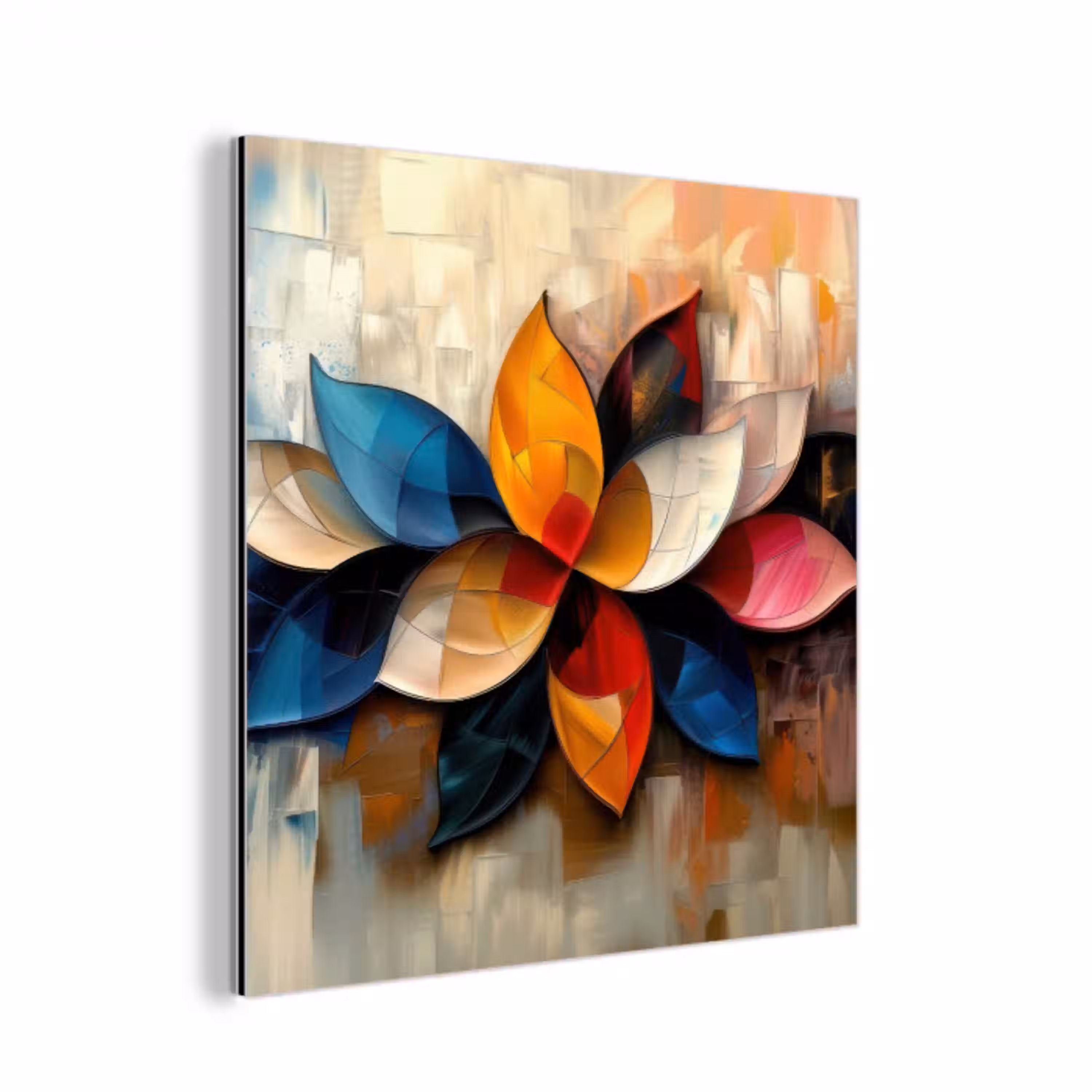 Bloem - Abstract - Kleurrijk - Bladeren aluminium wit klein -3d