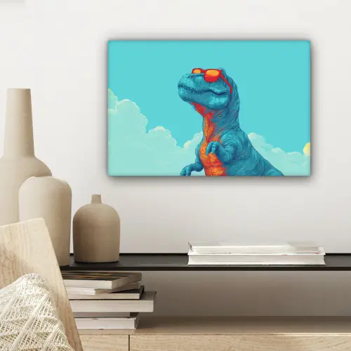 T-Rex - Blauw - Wolken - Zonnebril canvas 2cm klein -sfeer6