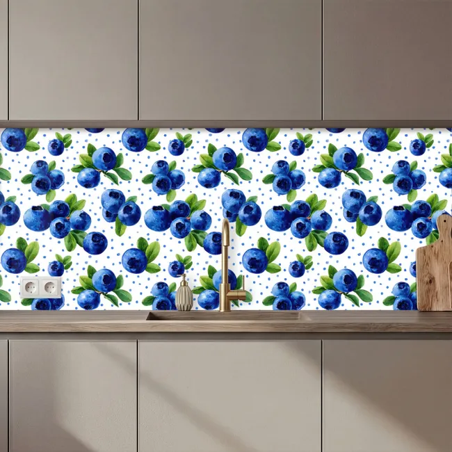 Keuken achterwand - Bessen - Patroon - Blauw
