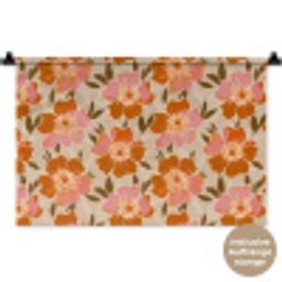 Bloemen - Motief - Retro Wandkleed katoen klein 269 -t3d_DE