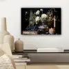 Stilleven - Bloemen - Kaarsen - Delfts blauw - Wit canvas 2cm klein -sfeer6