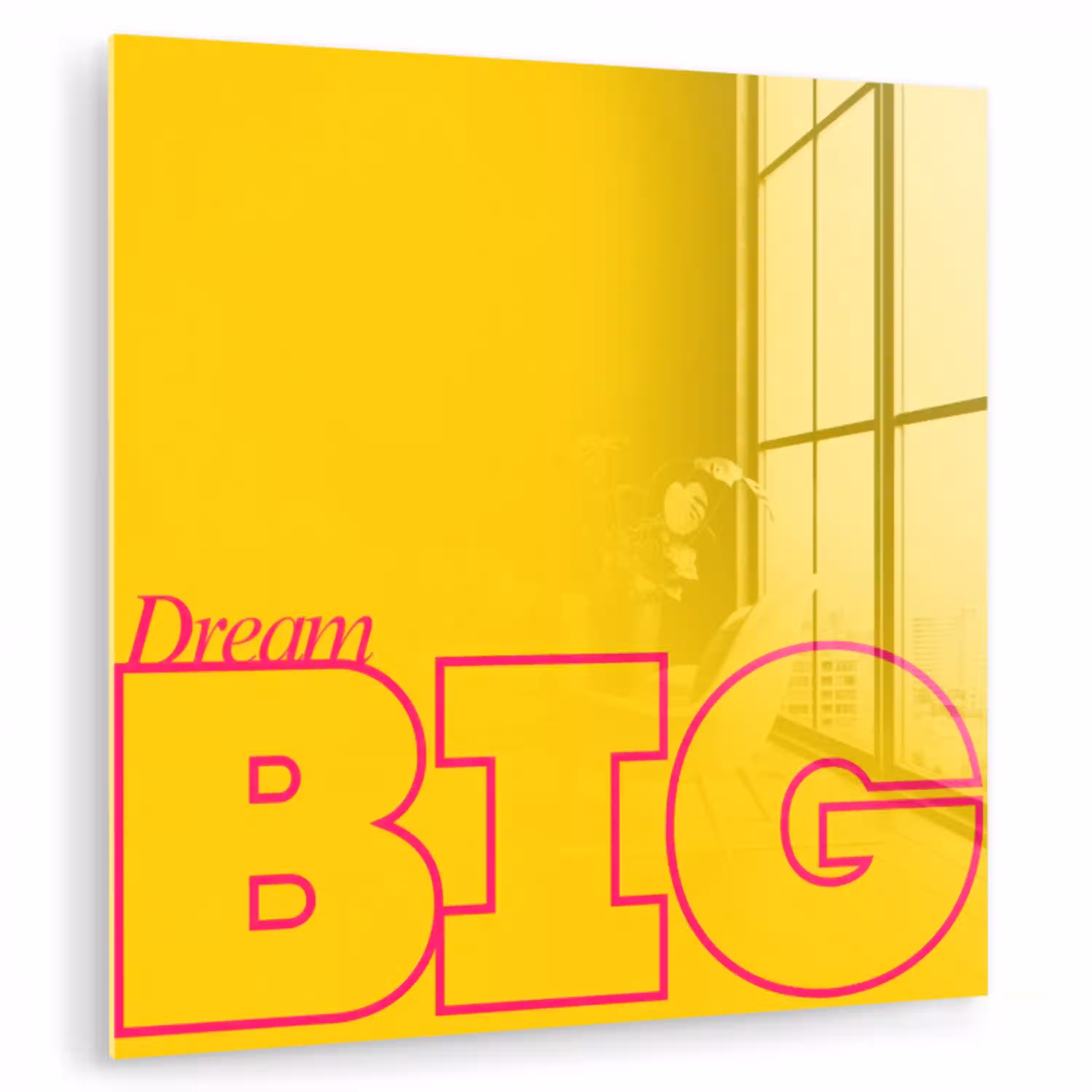 Dream big - Geel - Grafisch plexiglas 5mm klein -zzzproduct_nieuw