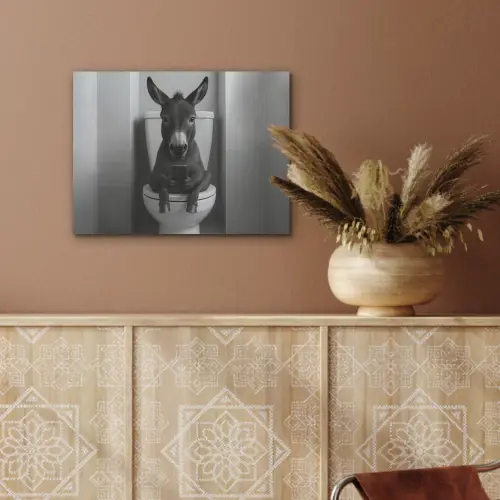 Ezel - Telefoon - Toilet - Zwart - Wit PET vilt klein -sfeer4