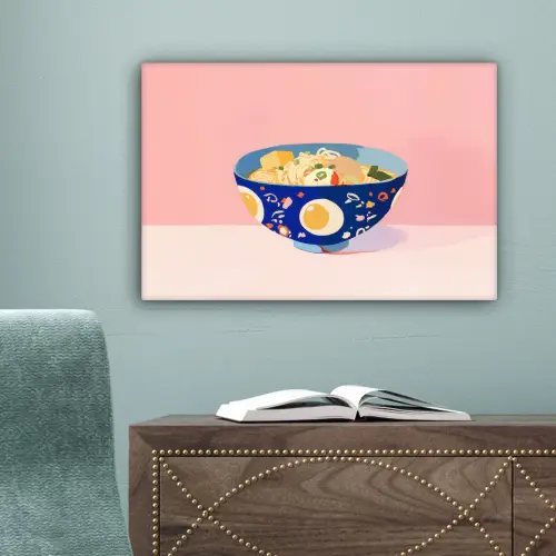 Noodles - Kom - Blauw - Illustratie canvas 2cm klein -sfeer4