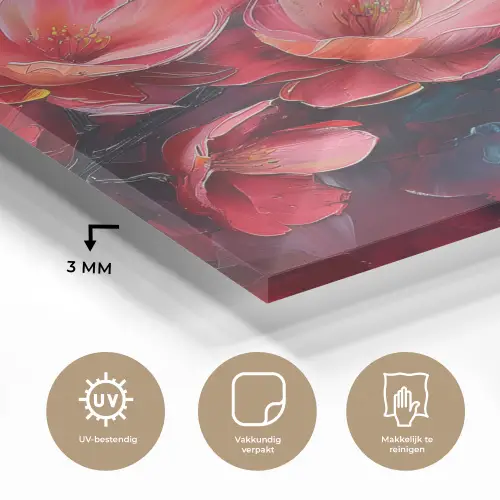 Bloemen - Roze - Watercolor - Natuur- Kunst plexiglas 5mm klein -sfeer2