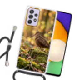 Houtsnip - Bos - Bladeren - Herfst - Gecamoufleerd Hoesje Samsung Galaxy A52 5G met koord klein -sfeer1