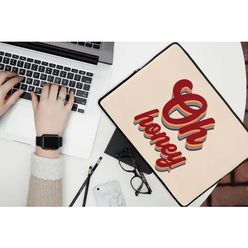 Oh honey - Rood - Schaduw laptophoes neopreen klein -bureau
