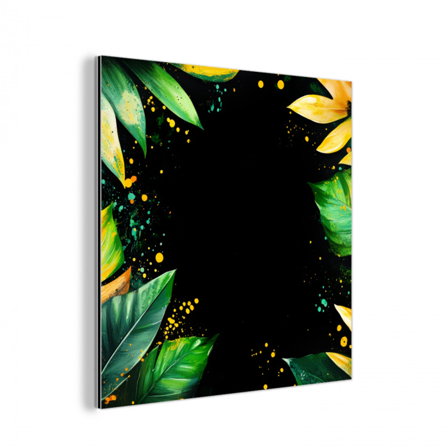 Bladeren - Groen - Geel - Verf - Jungle aluminium wit klein -3d