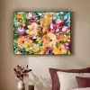 Schilderij - Olieverf - Bloemen - Regenboog Textielframe zwart klein -sfeer1