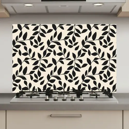 Elegant - Patroon - Zwart - Beige keuken achterwand spatscherm klein 900 -3d_website