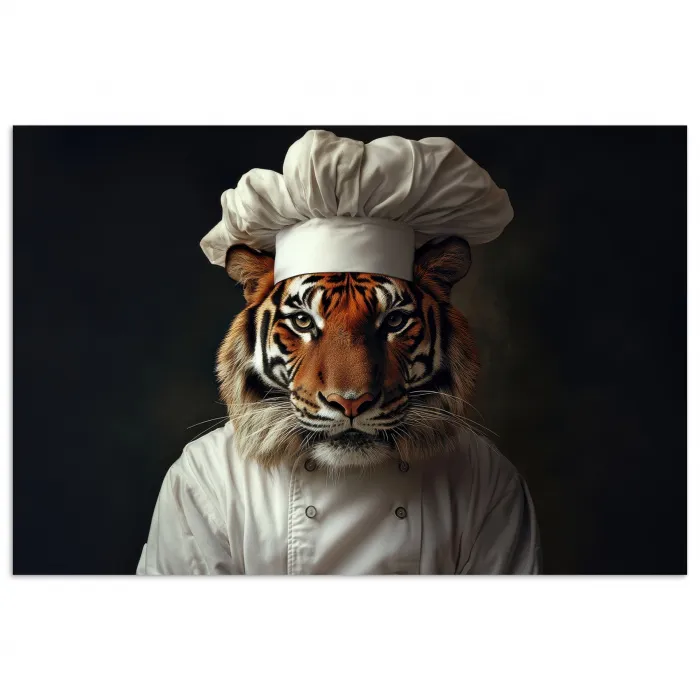 Tijger - Kokskleding - Bruin poster papier klein -3d