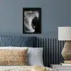 Dieren - Leeuw - Zwart - Wit - Portret fotolijst zwart zonder passe partout klein -sfeer3