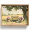 Houten bankje - Bloempotten - Landschap Dienblad Rechthoek middel -z3d_shopping