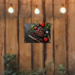 Steak - Hart - Bestek tuinposter los doek klein -sfeer1
