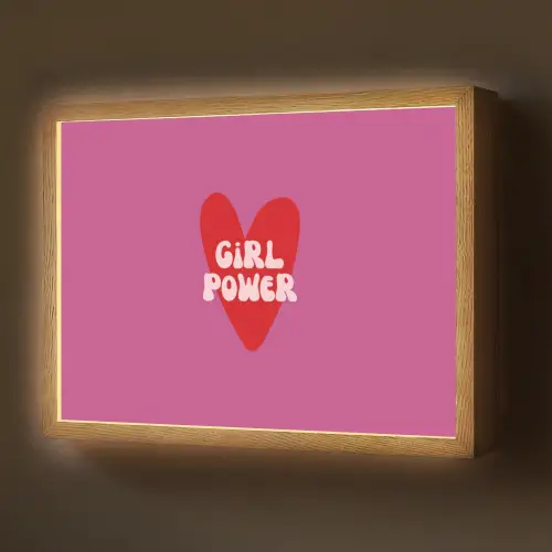 Girl power - Hart - Roze - Rood Light Box met batterij (Wandlamp) middel -z3d_website