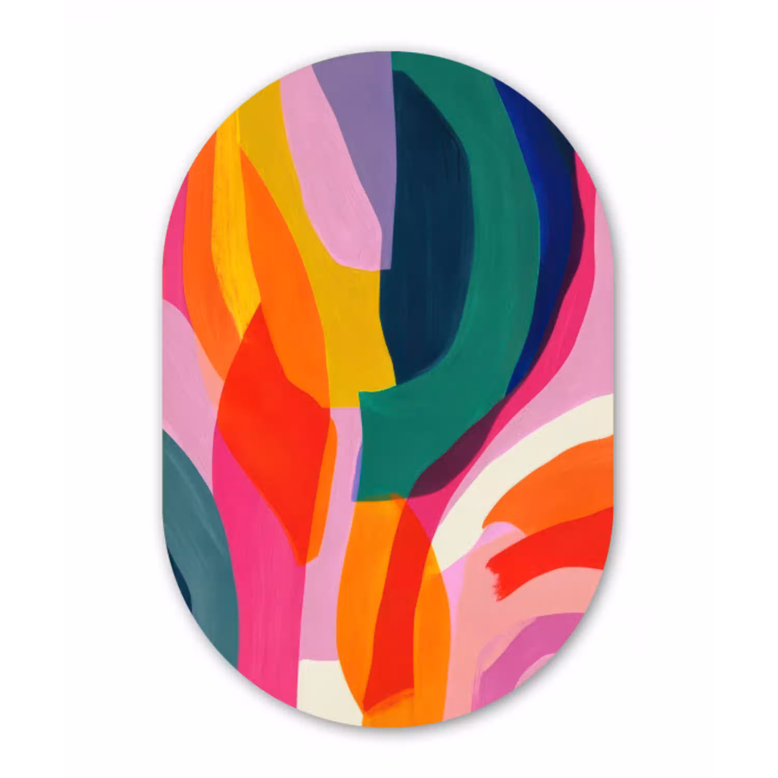 Vormen - Golvend - Abstract - Felroze Wandcirkel Ovaal Glas middel -3d