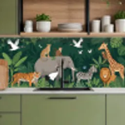 Tropisch - Jungle -  Groen keuken achterwand 2 middel -sfeer3