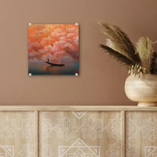Zee - Boot - Wolken - Oranje plexiglas 5mm klein -sfeer5