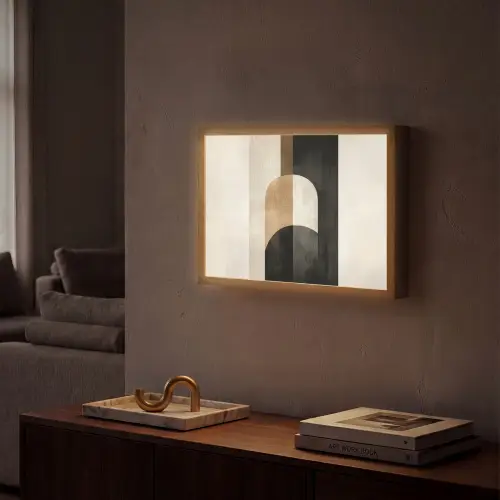 Geometrische - Vormen - Wit Light Box met batterij (Wandlamp) middel -sfeer1