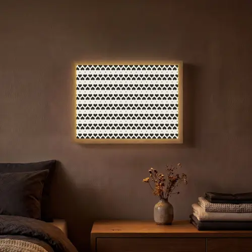 Harten - Lijn - Wit - Zwart Light Box met batterij (Wandlamp) middel 907 -sfeer4