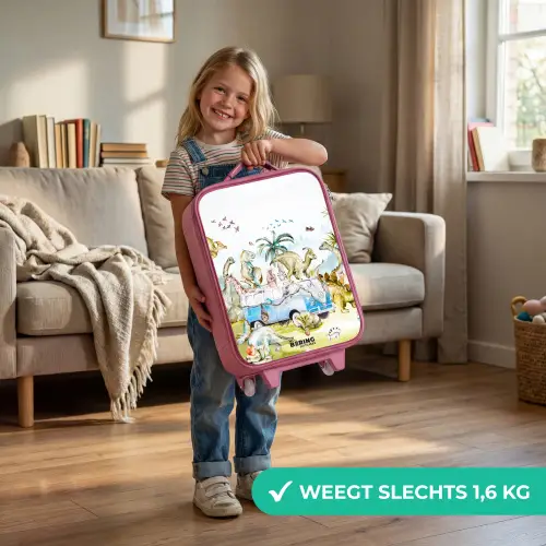 Busje met dino's Kinderkoffer - Roze klein -sfeer2_NL