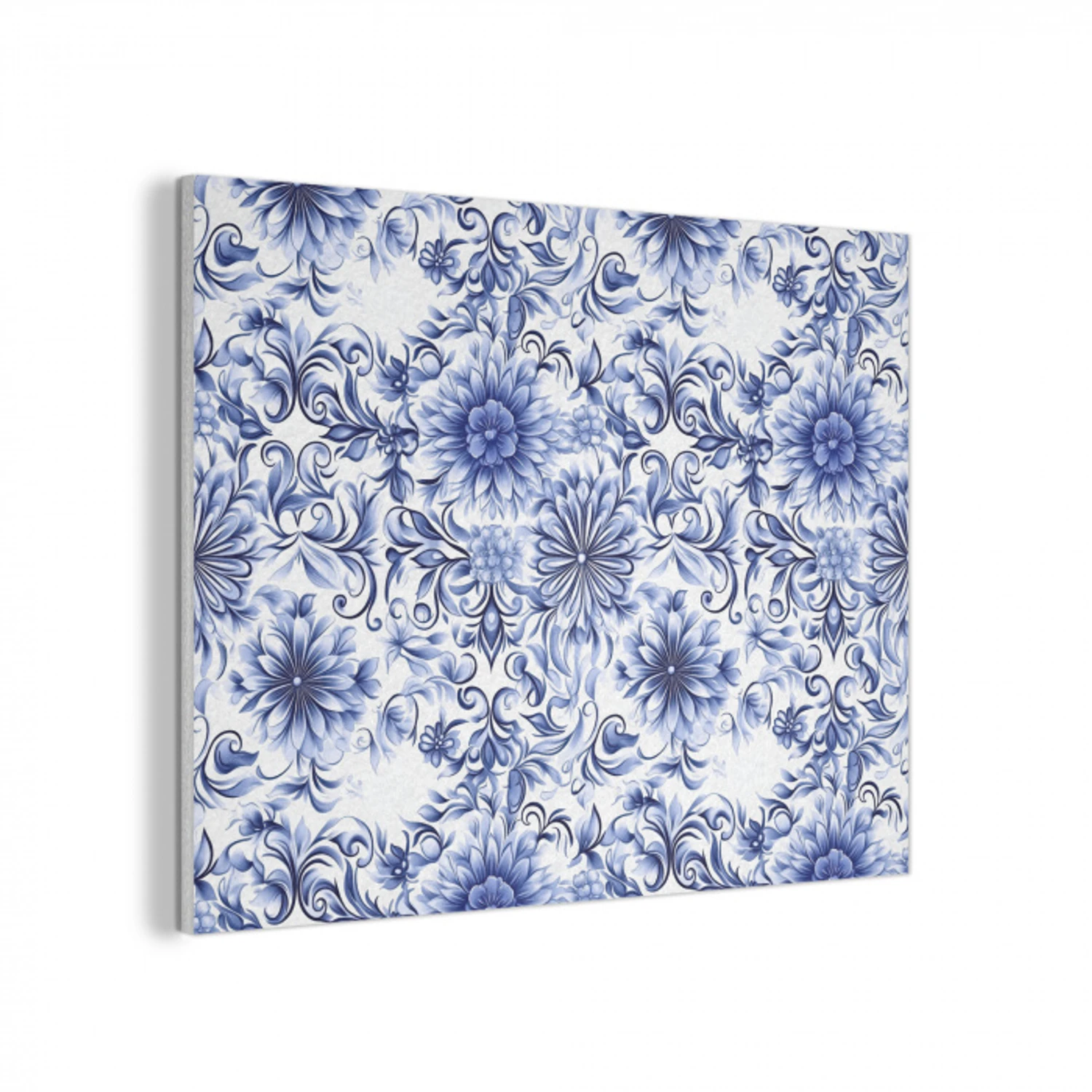 Bloemen - Blauw - Patroon - Wit PET vilt klein 837 -3d