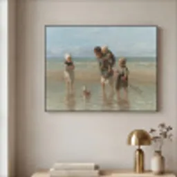 Oude meesters - Kunst - Kinderen der zee - Jozef Israëls Textielframe zwart klein -sfeer2