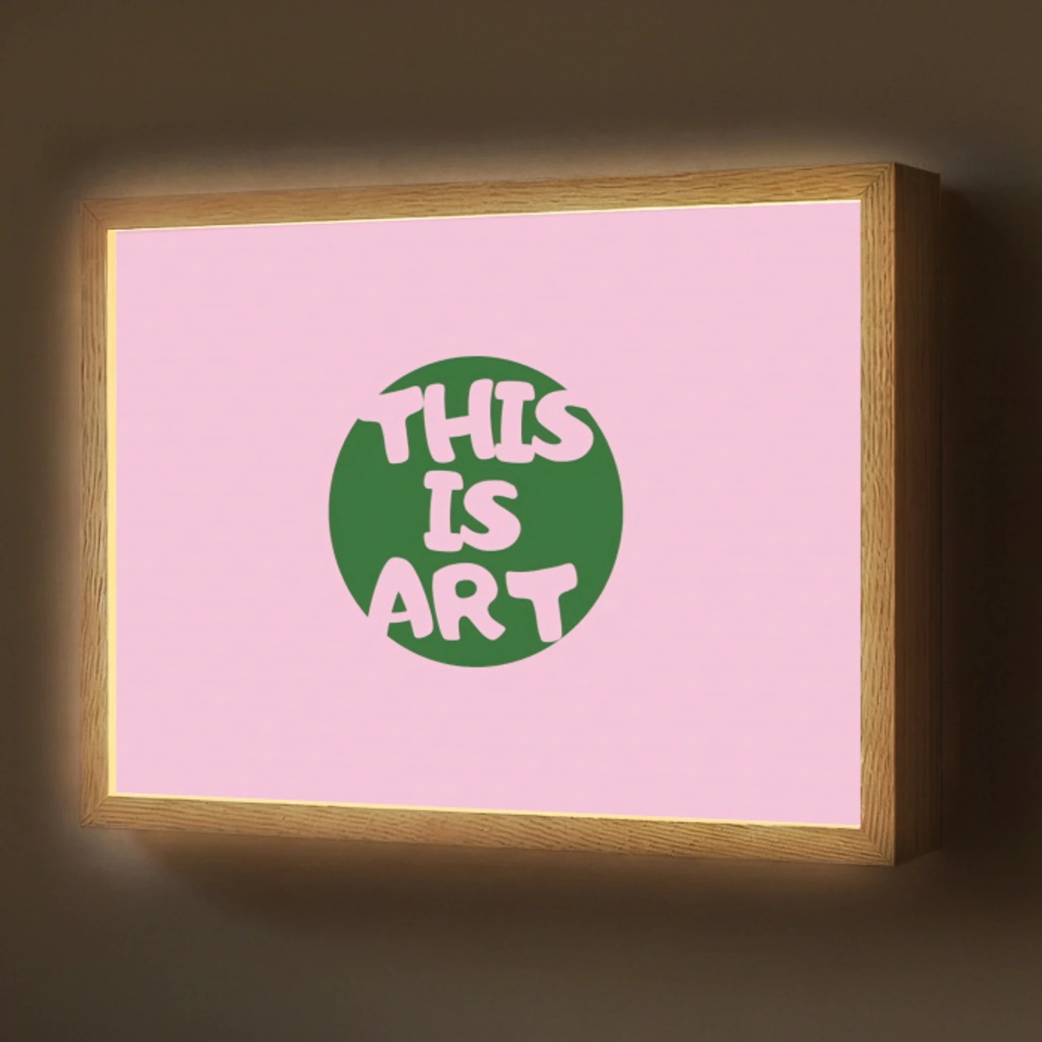 This is art - Tekst - Cirkel - Groen Light Box met batterij (Wandlamp) middel -z3d_website
