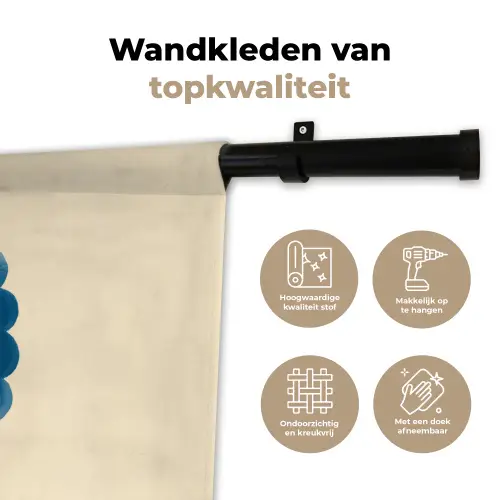 Lijst - Bloemen - Lichtblauw - Illustratie Wandkleed katoen klein -sfeer2