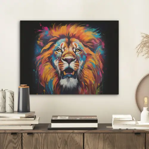 Leeuw - Graffiti - Dieren - Zwart PET vilt klein -sfeer1