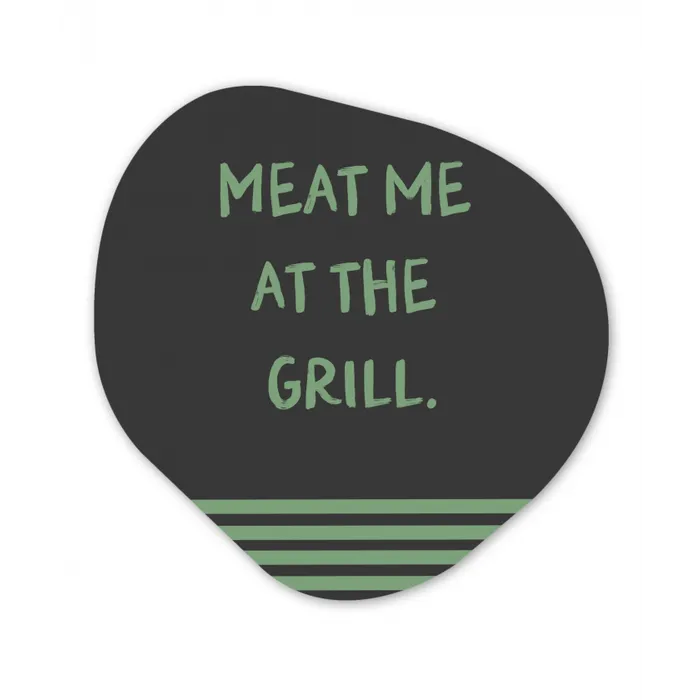 Quote - Groen - Grill - Zomer Wandcirkel Organisch Aluminium middel -3d