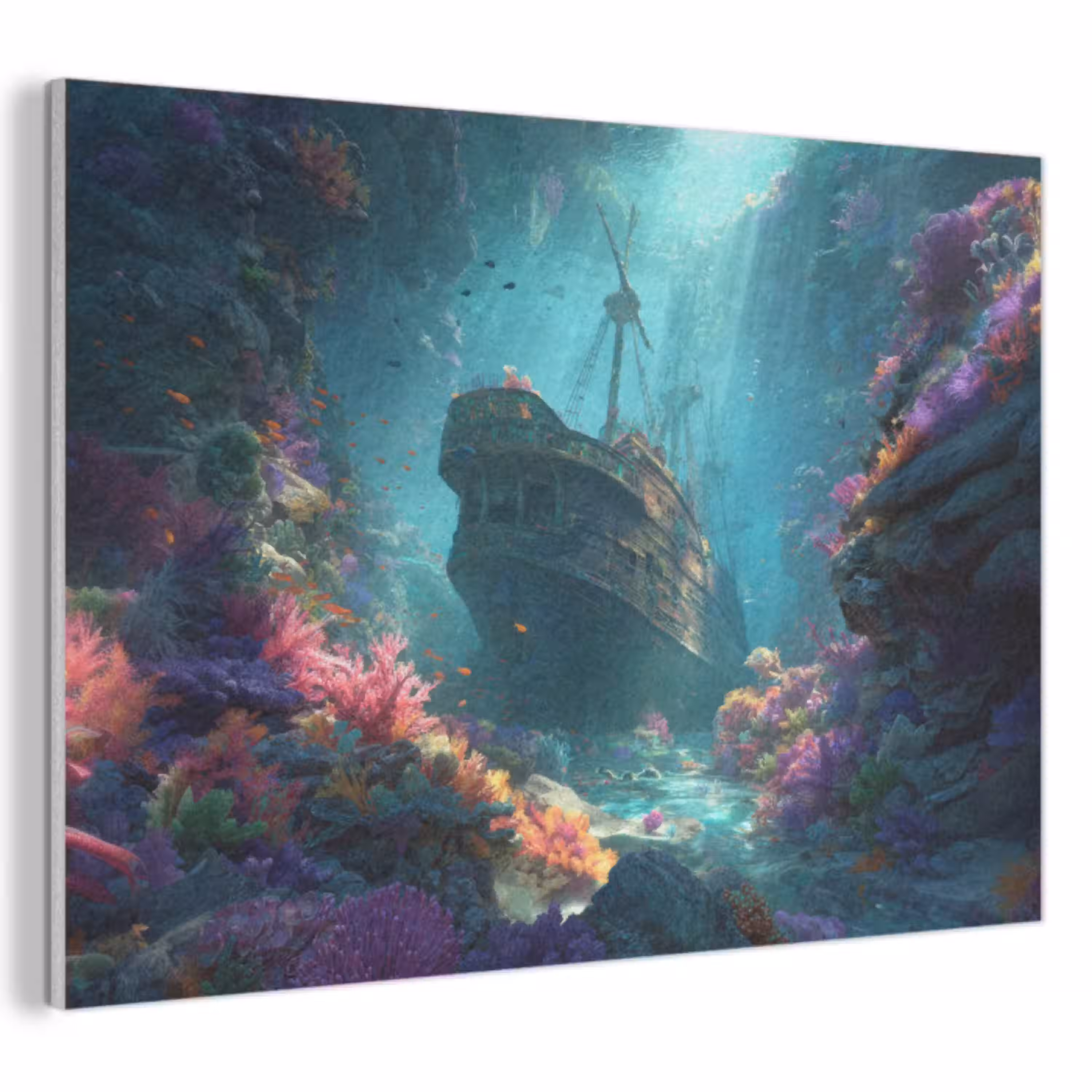 Schip - Hout - Koraalriffen - Zonlicht PET vilt klein -3d