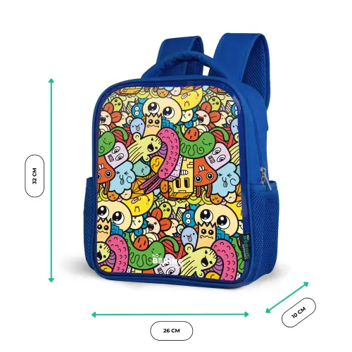 Fantasiedieren die lachen en kleurrijk zijn Kinderrugzak - Blauw middel -productfoto_formaten