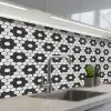 Bloem - Vorm - Patroon - Zwart keuken achterwand 2 middel 871 -3d_schuin