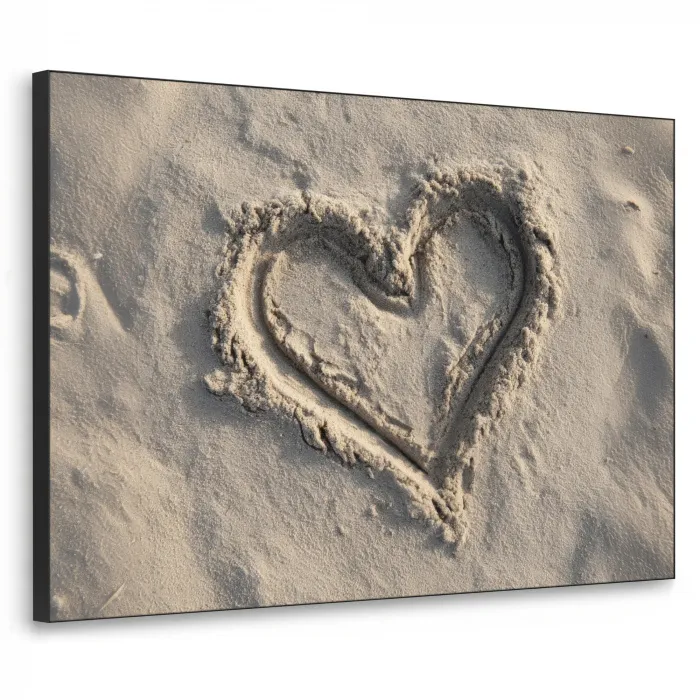 Hartvorm - Getekend - Beige - Zand Textielframe zwart klein -3d