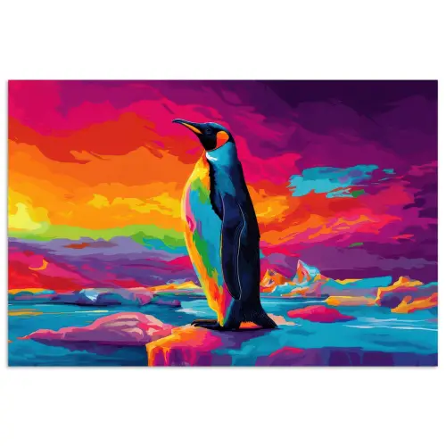 Ijsschots - Pinguïn - Abstract - Lucht poster papier klein -3d