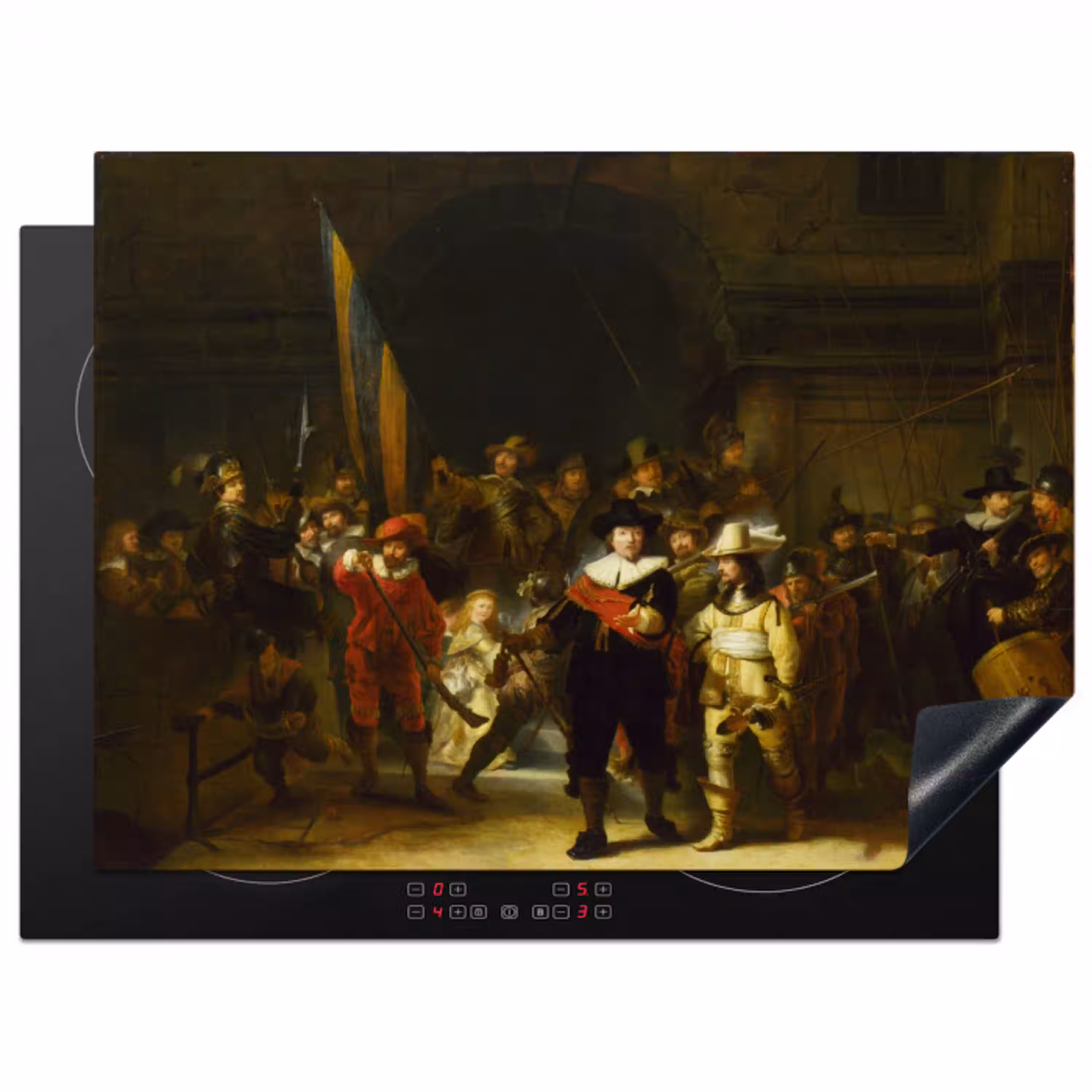 De Nachtwacht - Rembrandt van Rijn Inductie beschermer vinyl 3mm klein -3d